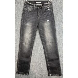 Flying Monkey Jeans Women's 28 Straight Leg Washed Black Distressed Grunge Denim